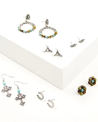 Shyanne Women's Bisbee Falls Silver Longhorn & Cross 6-Piece Earrings Set