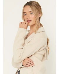 Shyanne Women's Solid Fringe Button-Down Sweater