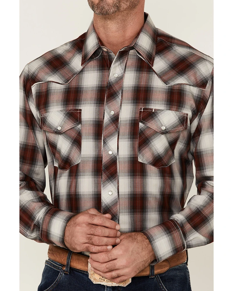 Roper Men's Multi Plaid Embroidered Horse Long Sleeve Pearl Snap Western Shirt