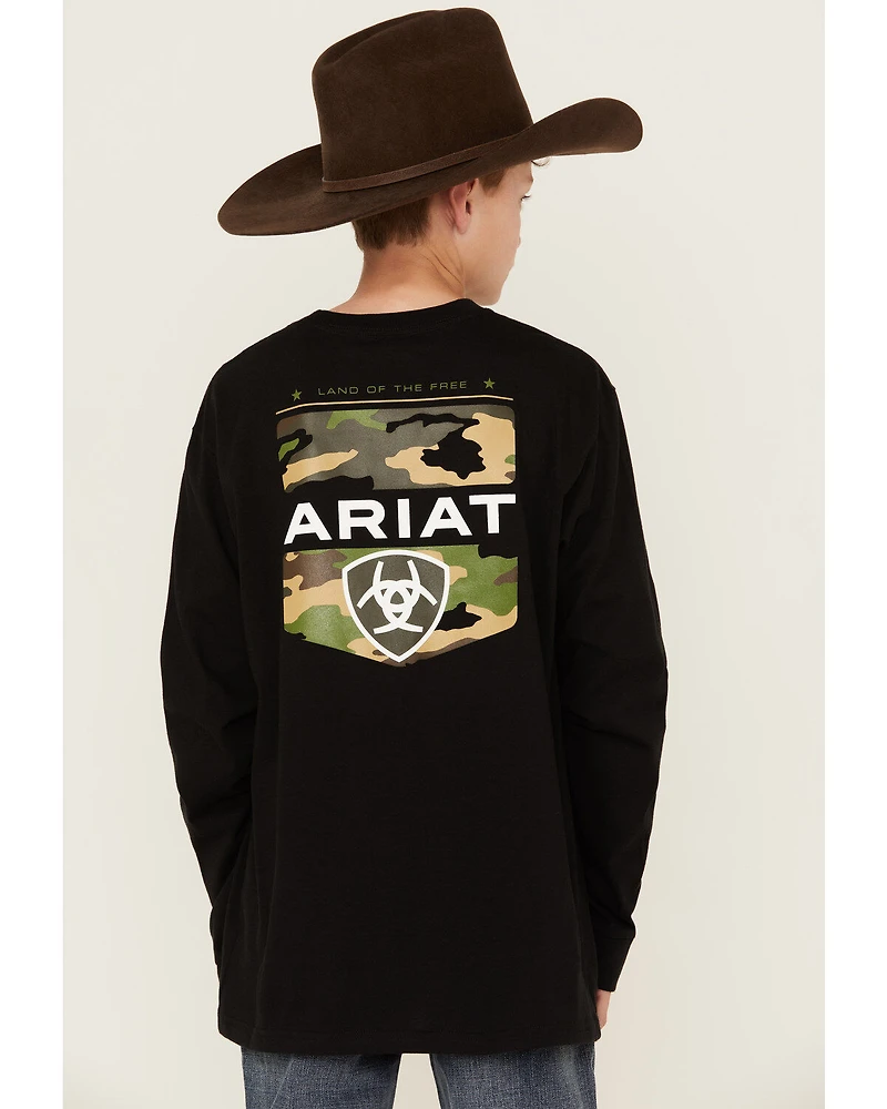 Ariat Boys' Camo Logo Long Sleeve Graphic T-Shirt
