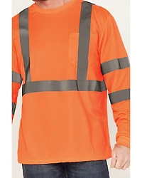 Hawx Men's Solid Enhanced Hi-Vis Long Sleeve Pocket Work T-Shirt