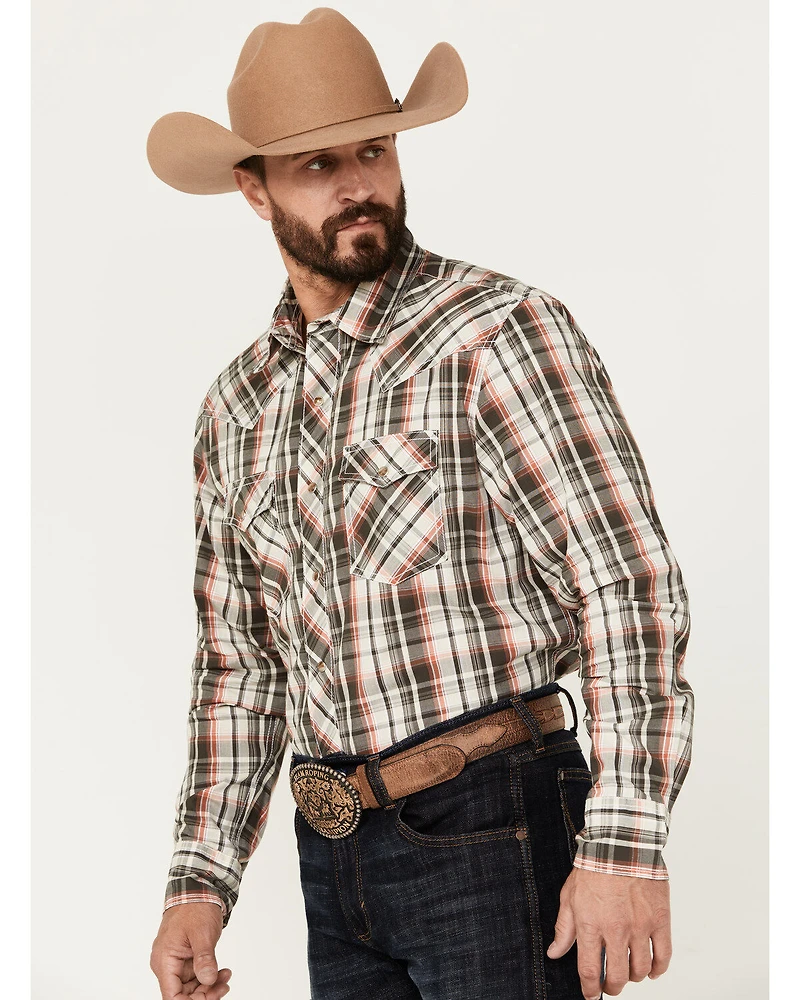 Wrangler Men's 20X Plaid Print Long Sleeve Snap Western Shirt