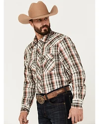 Wrangler Men's 20X Plaid Print Long Sleeve Snap Western Shirt