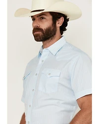 Rodeo Clothing Men's Tonal Satin Striped Short Sleeve Pearl Snap Western Shirt