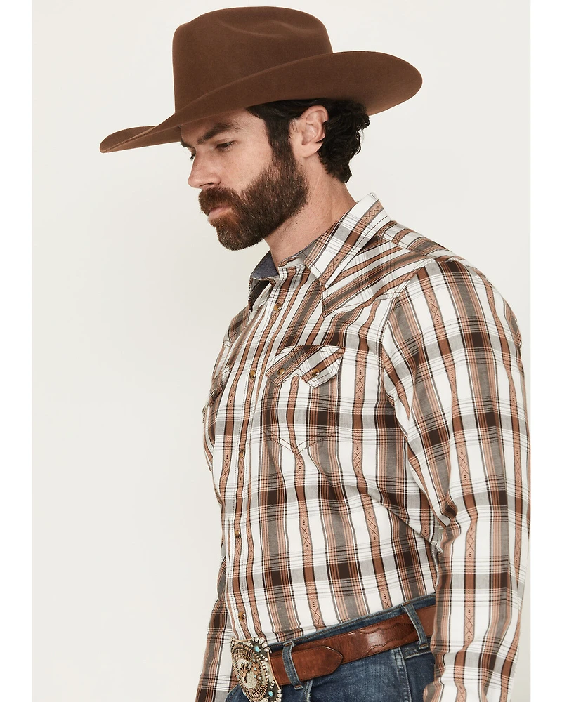 Cody James Men' Rodeo Plaid Print Long Sleeve Snap Western Shirt