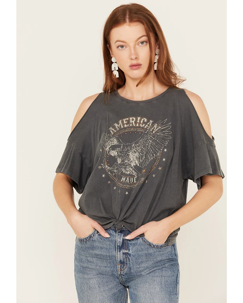 White Crow Women's American Eagle Cold Shoulder Graphic Tee