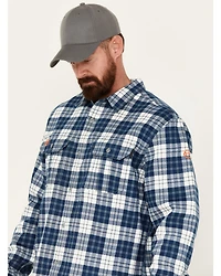 Hawx Men's FR Plaid Print Lightweight Button-Down Work Shirt