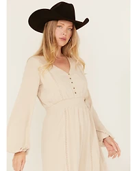 Shyanne Women's Lace Long Sleeve Button-Down Mini Dress