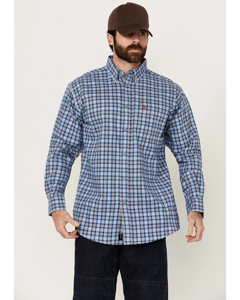 Ariat Men's FR Sierra Plaid Print Long Sleeve Button-Down Work Shirt