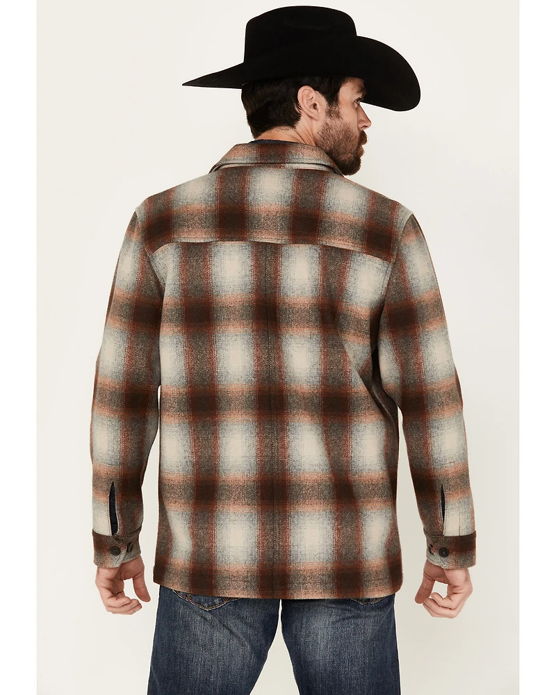 Pendleton Men's Lawson Ombre Plaid Print Long Sleeve Button-Down Shirt Jacket