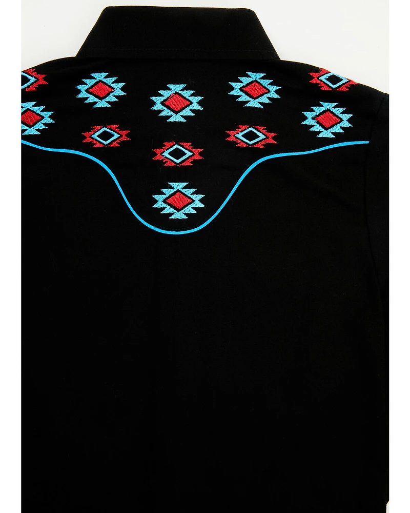Avalon Boys' Embroidered Long Sleeve Snap Western Shirt
