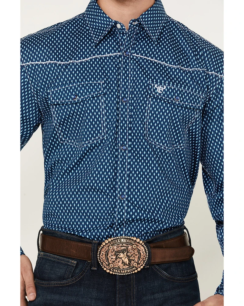 Cowboy Hardware Men's Fleur de Print Long Sleeve Pearl Snap Western Shirt