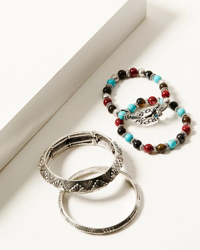 Shyanne Women's 4-Piece Dakota Silver & Mixed-Bead Bracelet Set