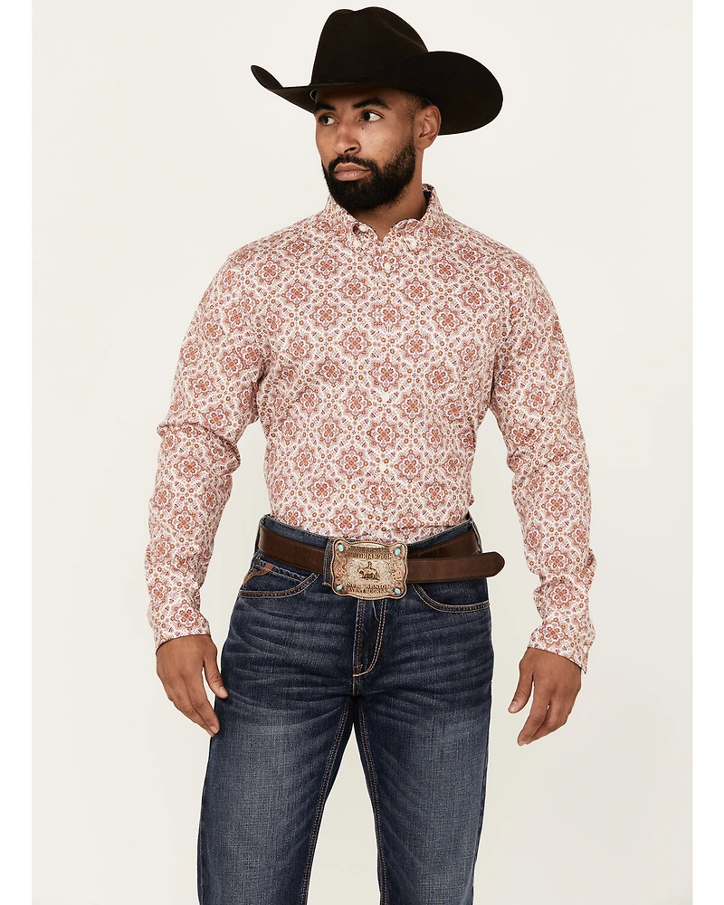 Cody James Men's Lucky One Medallion Print Long Sleeve Button-Down Stretch Western Shirt