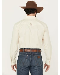 Panhandle Men's Solid Embroidered Long Sleeve Snap Western Shirt