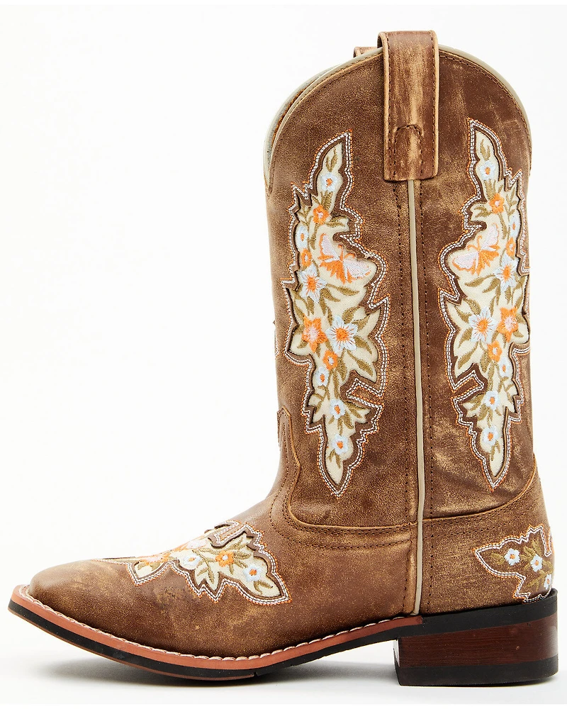 Laredo Women's Flower Inlay Western Performance Boots - Broad Square Toe