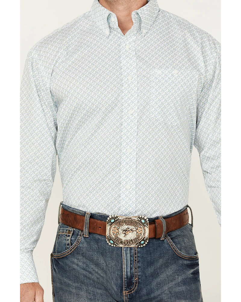 Wrangler Men's Classic Print Long Sleeve Button-Down Western Shirt