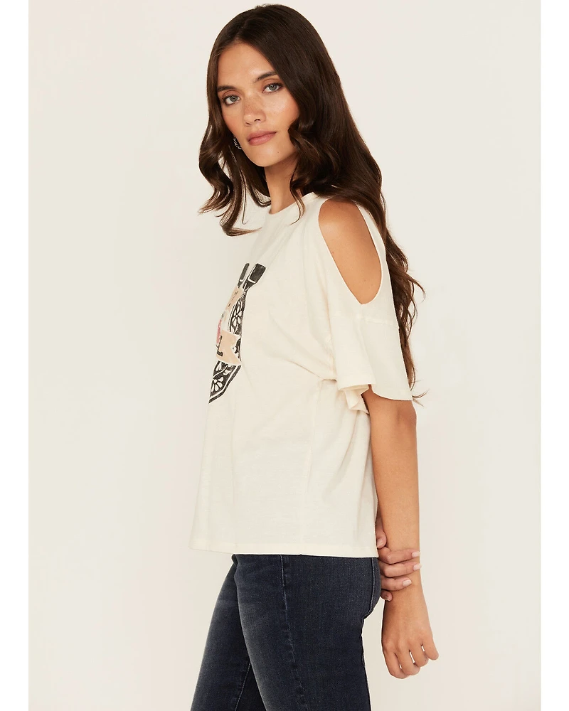 White Crow Women's Raise Hell Cold Shoulder Short Sleeve Graphic Tee