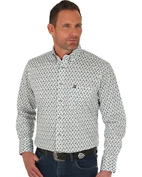 Wrangler Men's Performance Paisley Print Long Sleeve Western Shirt