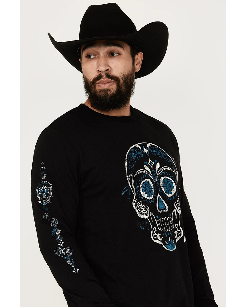 Moonshine Spirit Men's Candy Skull Long Sleeve Graphic T-Shirt