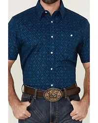RANK 45® Men's Ribbon Medallion Print Short Sleeve Button-Down Stretch Western Shirt