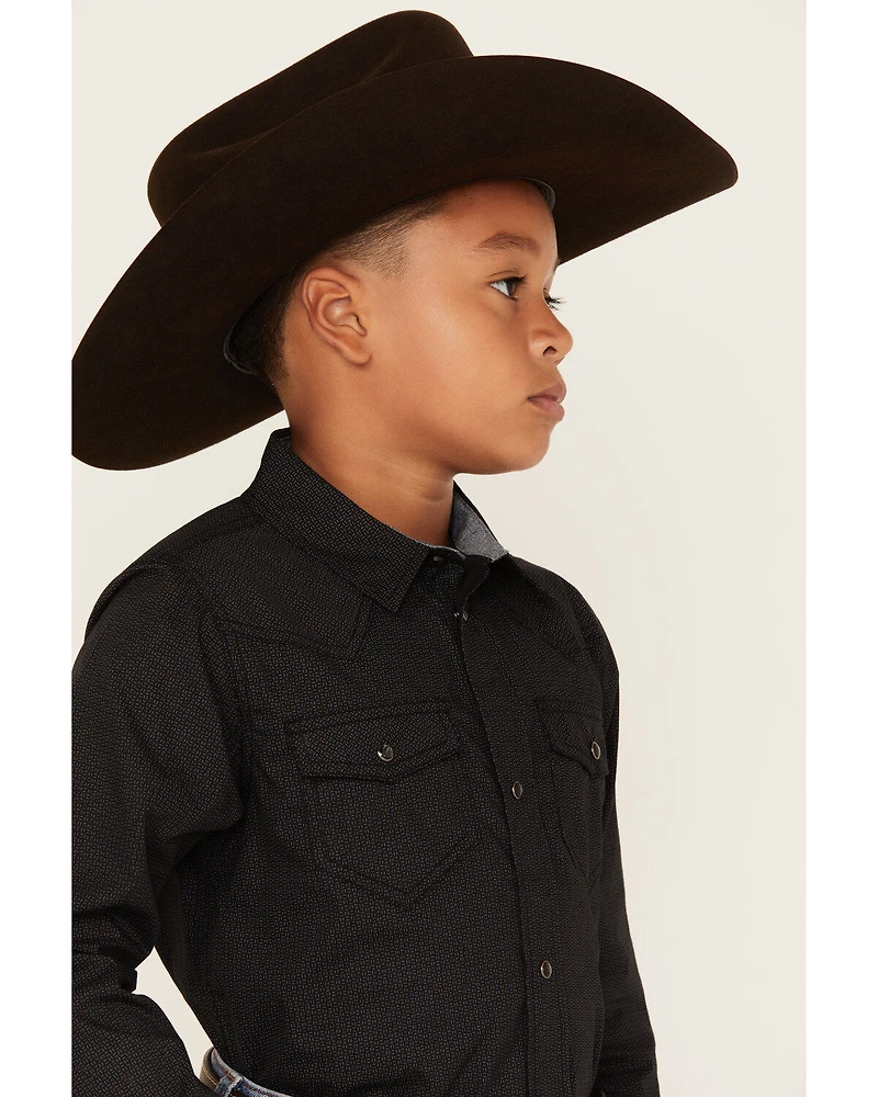 Cody James Boys' Print Long Sleeve Snap Western Shirt