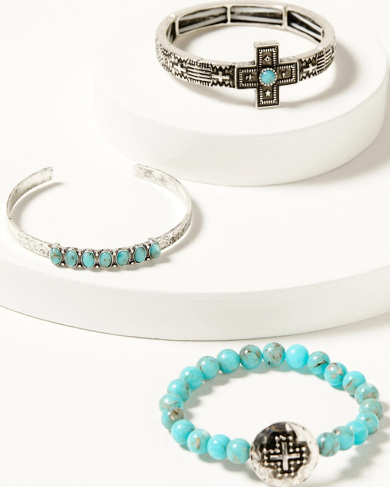Shyanne Women's Southwestern Antique Cross Bracelet Set