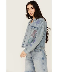 Rock & Roll Denim Women's Light Wash Rhinestone Embellished Jacket