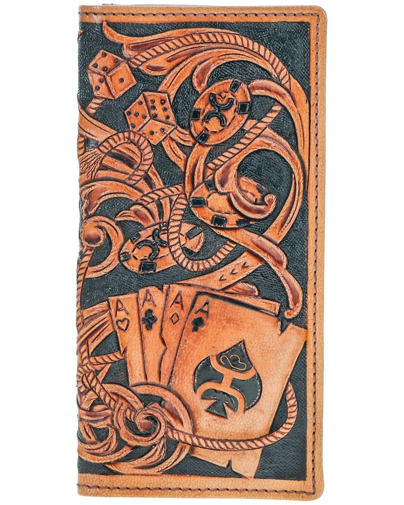Hooey Men's Playing Cards Embossed Leather Rodeo Wallet