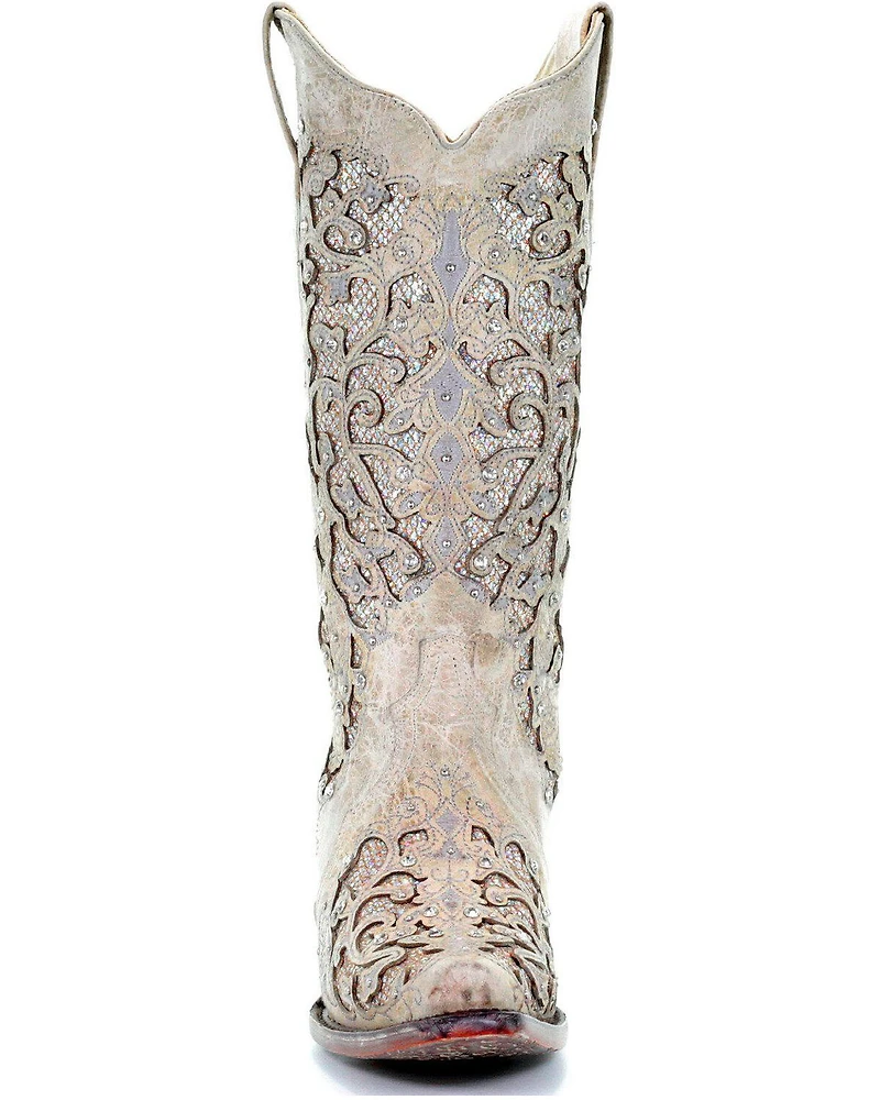 Corral Women's White Glitter Inlay Western Boots