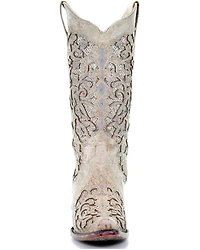 Corral Women's White Glitter Inlay Western Boots