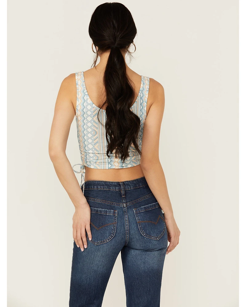 Rock & Roll Denim Women's Chevron Striped Sleeveless Cropped Tank Top