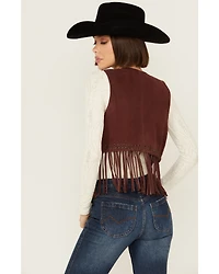 Shyanne Women's Short Fringe and Eyelet Suede Vest