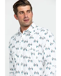 Rock & Roll Denim Men's Bull Skull Print Long Sleeve Western Shirt