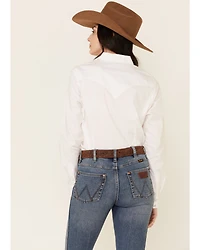 Wrangler Women's Solid Long Sleeve Rhinestone Snap Western Shirt