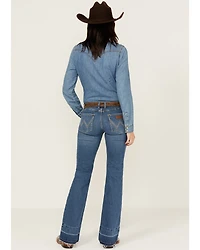 Wrangler Retro Women's Mae Medium Wash Mid Rise Stretch Trouser Jeans