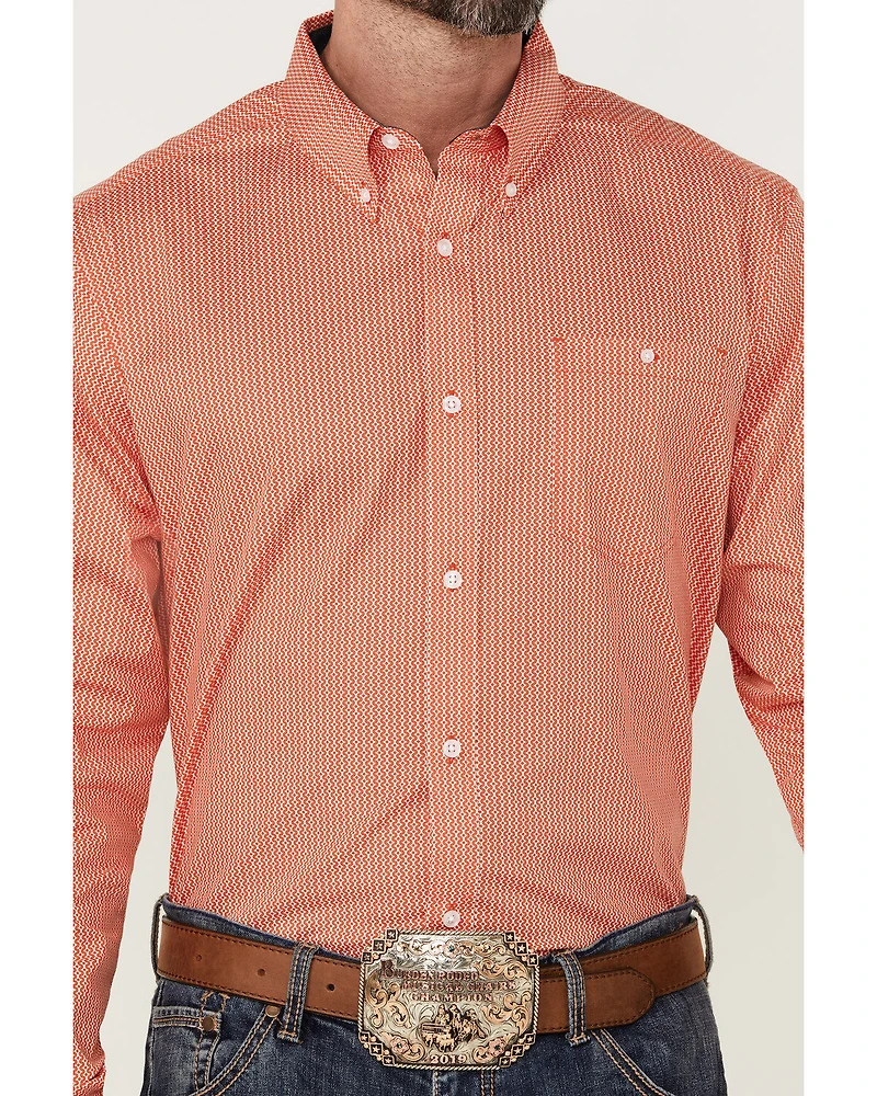 RANK 45® Men's Calgary Geo Print Long Sleeve Button-Down Western Shirt