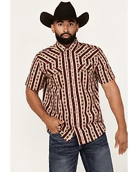 Moonshine Spirit Men's Experience Southwestern Striped Print Short Sleeve Snap Western Shirt