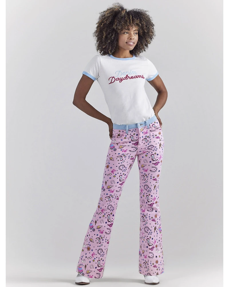 Wrangler® X Barbie™ Women's Denim Daydreams Slim Ringer Tee