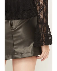 Shyanne Women's Distressed Faux Leather Mini Skort