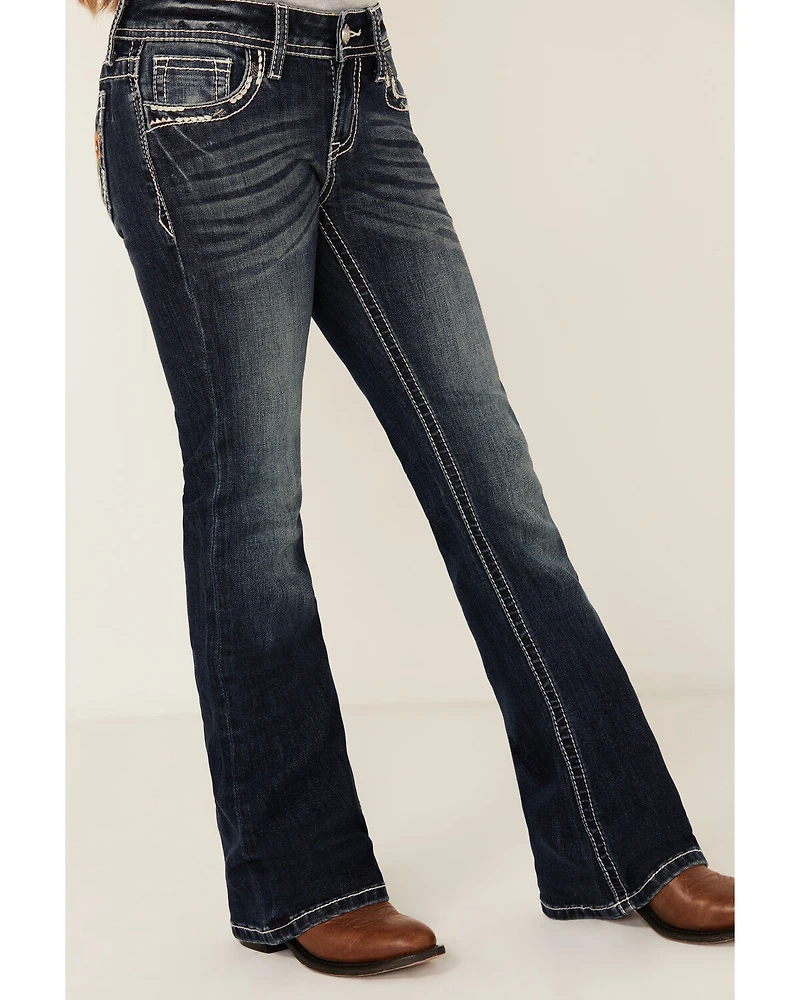 Grace LA Girls' Dark Wash Bootcut Denim Jeans