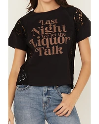 Shyanne Women's Last Night Lace Short Sleeve Cropped Graphic Tee