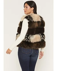 Azalea Wang Women's Faux Fur Striped Vest
