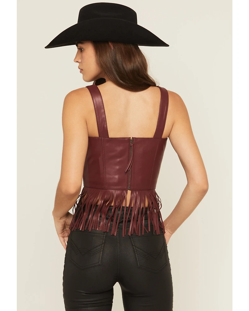 Idyllwind Women's Roycroft Faux Leather Fringe Bustier Top