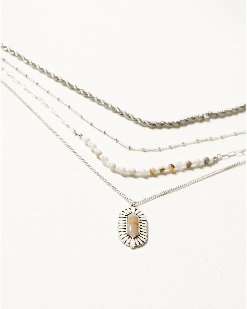 Shyanne Women's Beaded and Pendant Layer Necklace