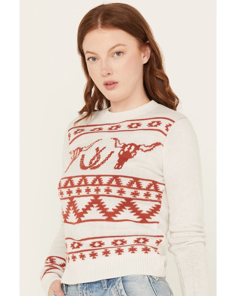 Wrangler Retro Women's Longhorn Horseshoe Long Sleeve Sweater