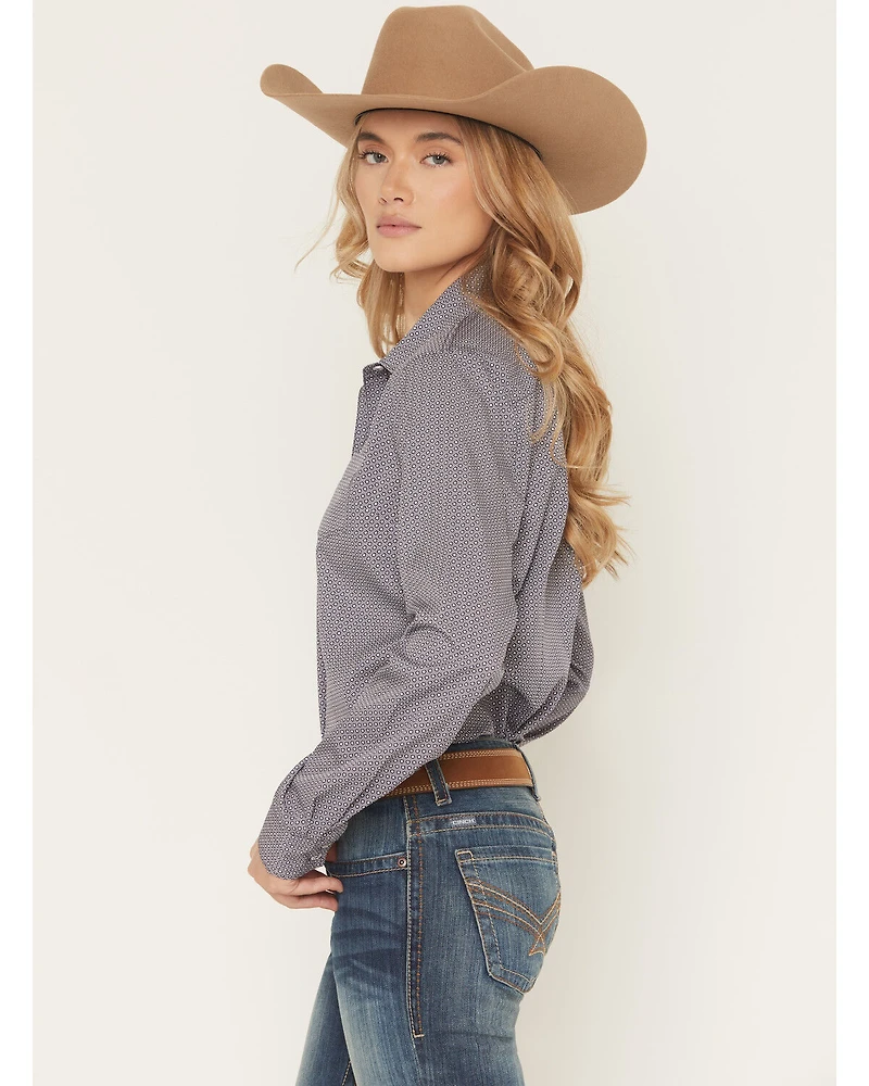Cinch Women's Geo Print Long Sleeve Button-Down Stretch Western Shirt