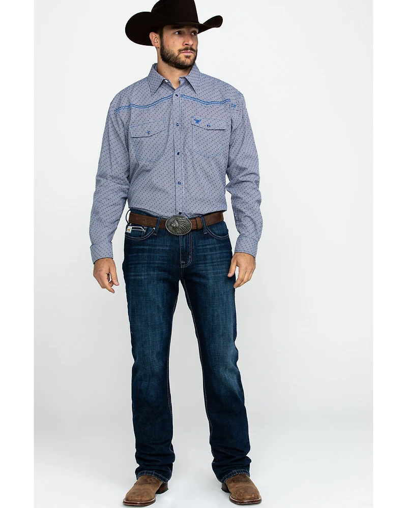 Cowboy Hardware Men's Dobby Print Long Sleeve Western Shirt