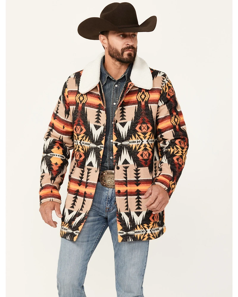 Rock & Roll Denim Men's Southwestern Long Sherpa Jacket