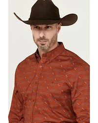 RANK 45® Men's Maputo Printed Long Sleeve Button-Down Performance Stretch Western Shirt